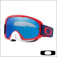 oakley o frame mx red navy lente clear black ice iridium, occhiali motocross